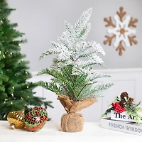 17.5" Unlit Flocked Artificial Christmas Tree with Burlap Base