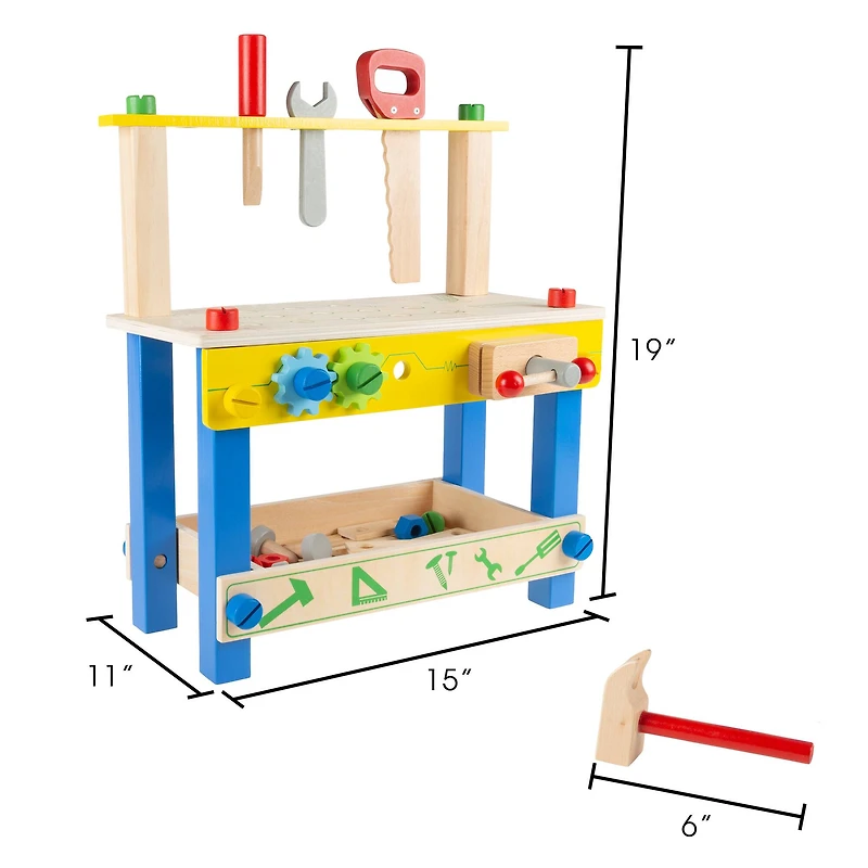 Kids Wood Tabletop Toy Workbench Playset