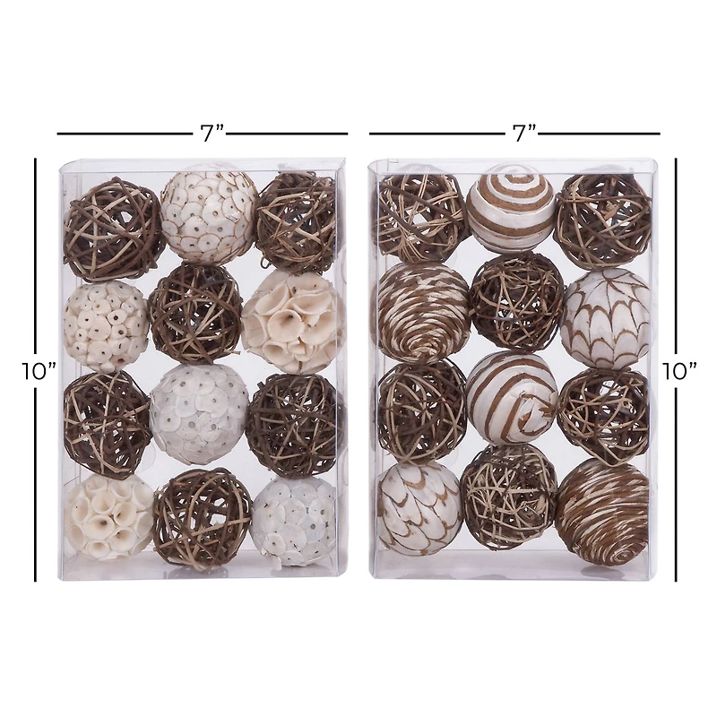 3" Natural Dried Floral Vase Filler Orb Set