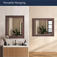 Head West Deep Cherry 28" x 34" Framed Beveled Accent Vanity Mirror