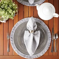 DII® 15" Round Gray Fringed Placemat Set, 6ct.