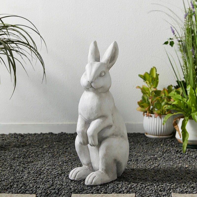 Glitzhome® 22.75" MGO White Standing Rabbit Statue