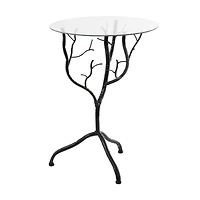 22" Metal Branch Accent Table with Glass Top