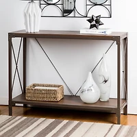 Glitzhome® Modern Industry Metal Wooden Console Table