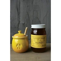 Hello Honey® 4.3" Yellow Ceramic Honey Pot & Wood Dipper