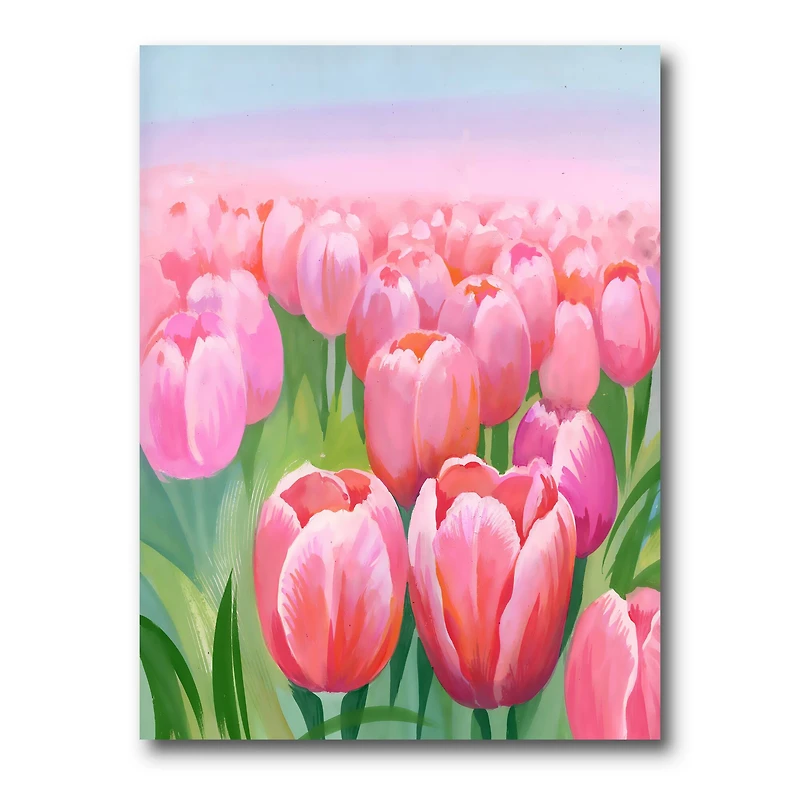 Designart - Field of Pink Tulips