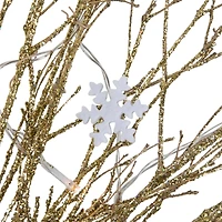 36" Pre-Lit Gold Glittered Twig Wreath with Warm White Lights
