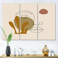 Designart - One Line Art Portrait of Woman In Terracotta Tones