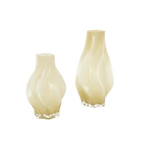 Yellow Glass Wavy Ombre Vase Set
