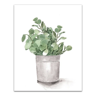 Bucket of Eucalyptus 11" x 14" Canvas Wall Art