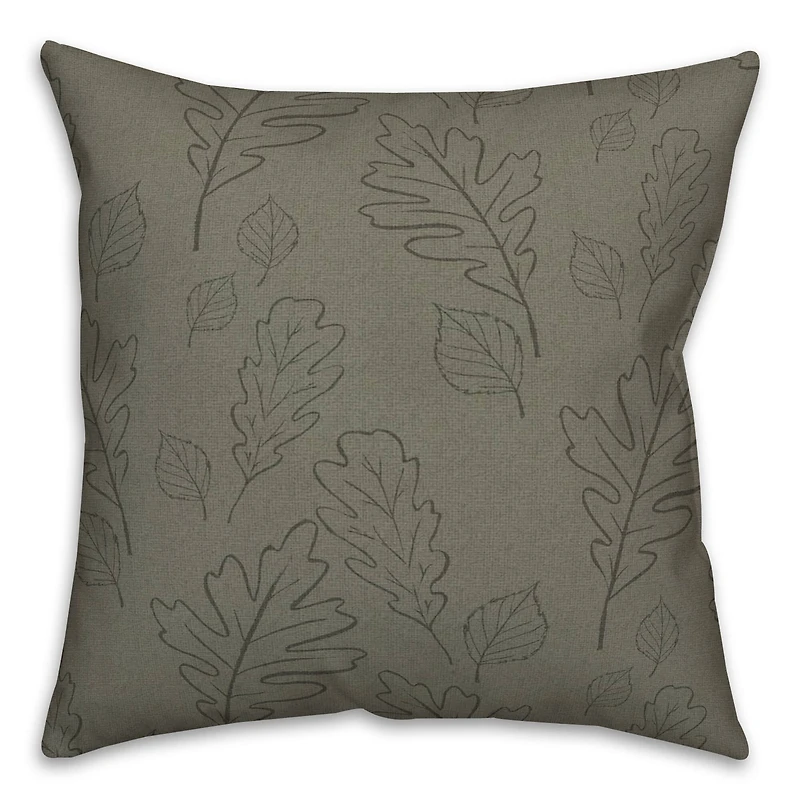 Green Large Leaf Pattern Throw Pillow