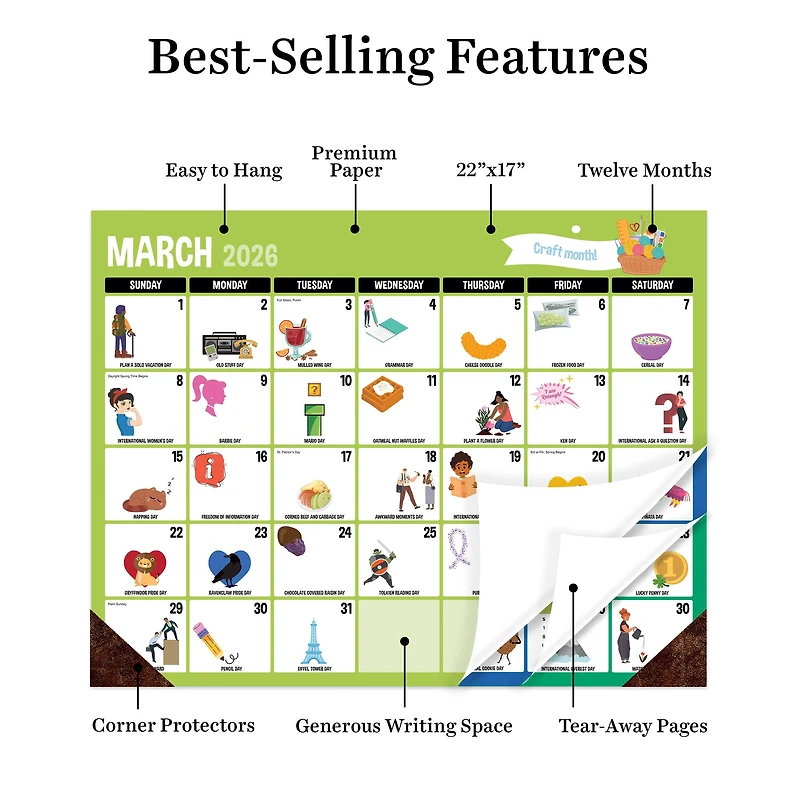 2026 Every Day's A Holiday Large Desk Pad Monthly Blotter Calendar