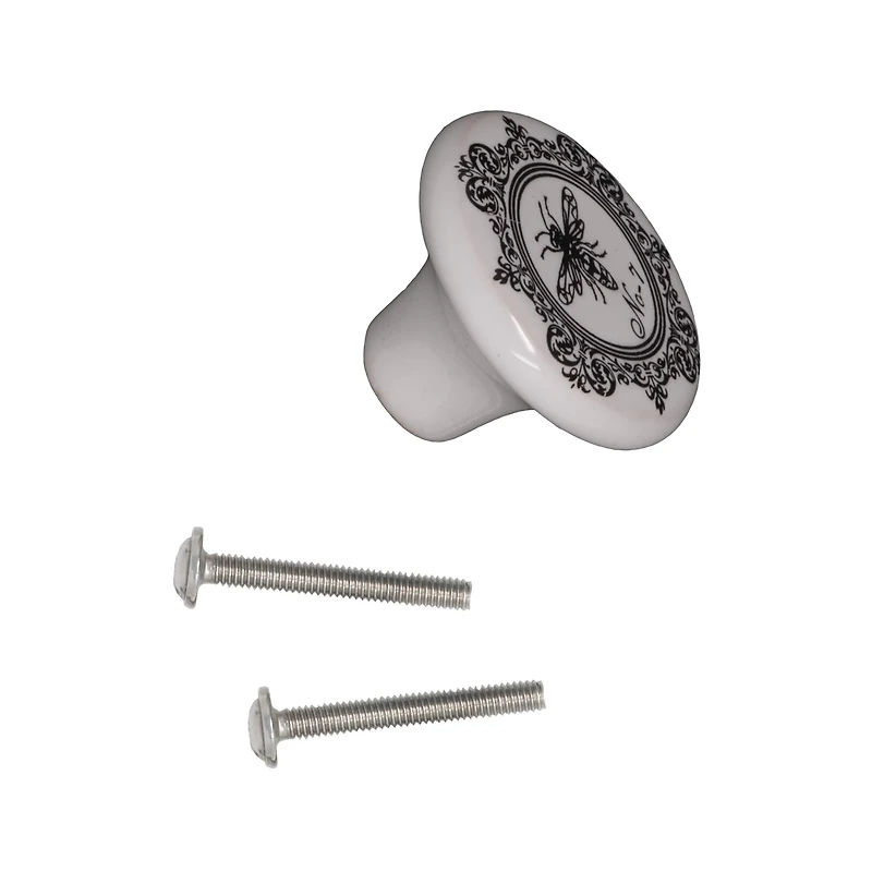 Dritz® Black & White Ceramic Classic Bee Knob, 6ct.