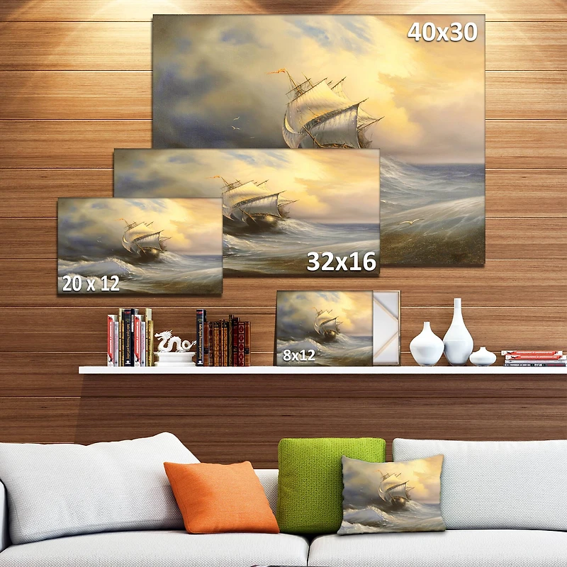 Designart - Vessel in Stormy Sea