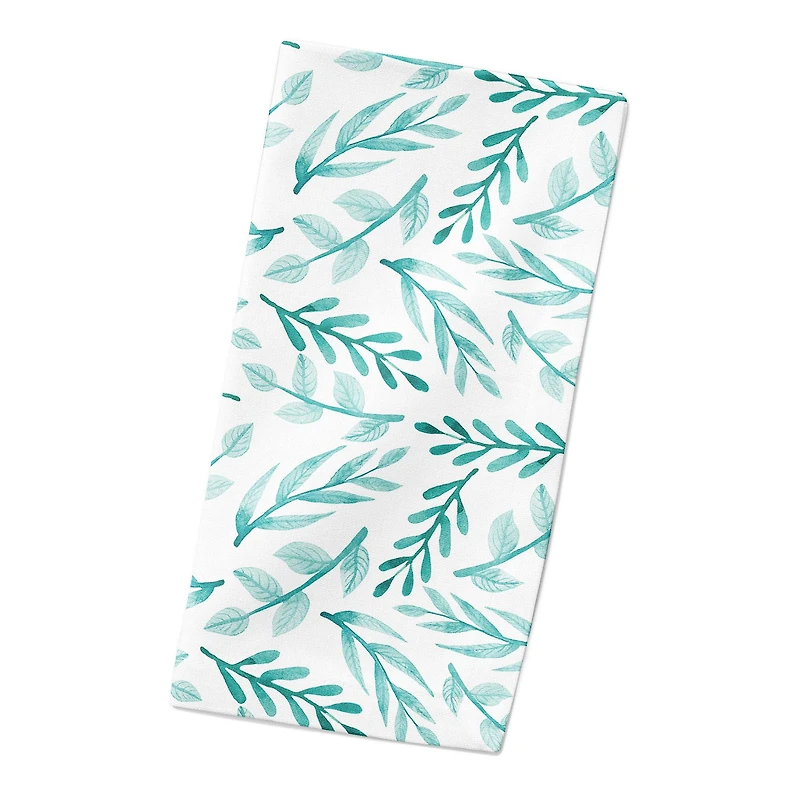 Blue Leafy Branches 10" x 10" Cotton Twill Napkin