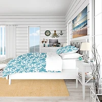 Designart 'Pattern of Blue Starfish' Coastal Bedding Set