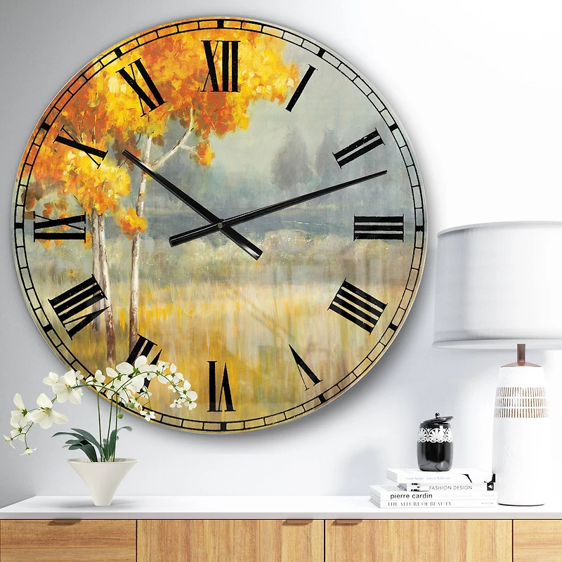 Designart 'Autumn Landscape Farmhouse Wall Clock