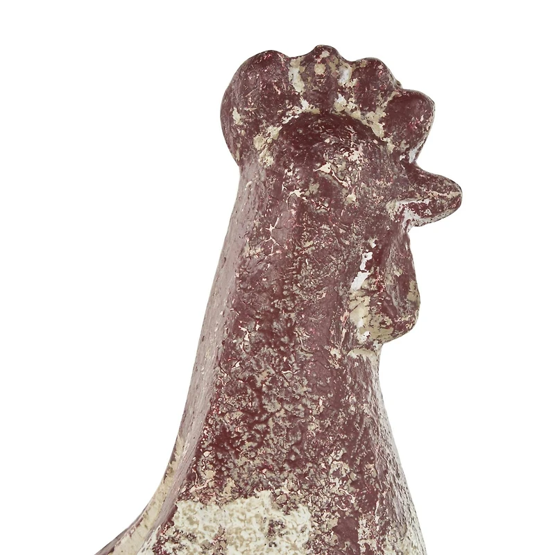 14" White & Rust Colored Rooster Planter