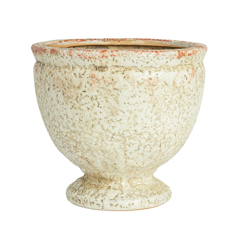 Hello Honey® 8" Round Distressed Terra Cotta Footed Planter