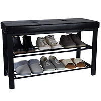 Simplify Black Entryway Bench with Shoe Storage