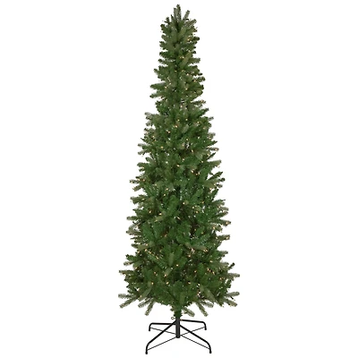 7.5ft. Pre-Lit Wicklow Noble Fir Pencil Artificial Christmas Tree, Clear Lights