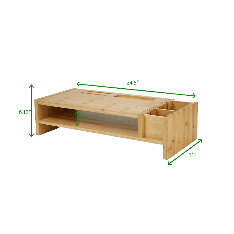Mind Reader Brown 6 Compartment Monitor Stand Organizer