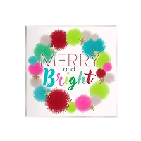 Stupell Industries Merry & Bright Fun Wreath Wall Plaque Art