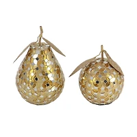 Gold Metal Glam Fruit Sculpture Set