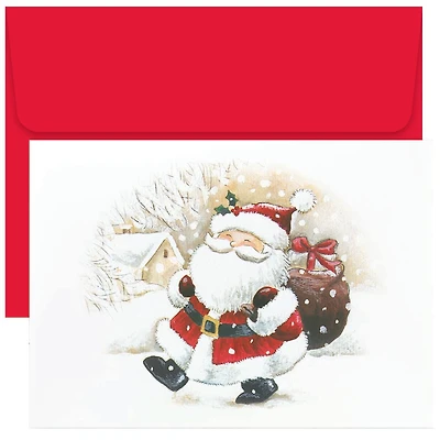 JAM Paper 5" x 7" Happy Santa Cards & Matching Envelopes Set, 18ct.