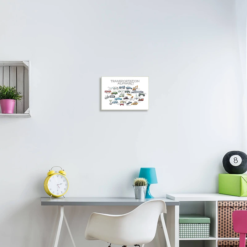 Stupell Industries Kids Educational Transportation Alphabet Wall Plaque Art