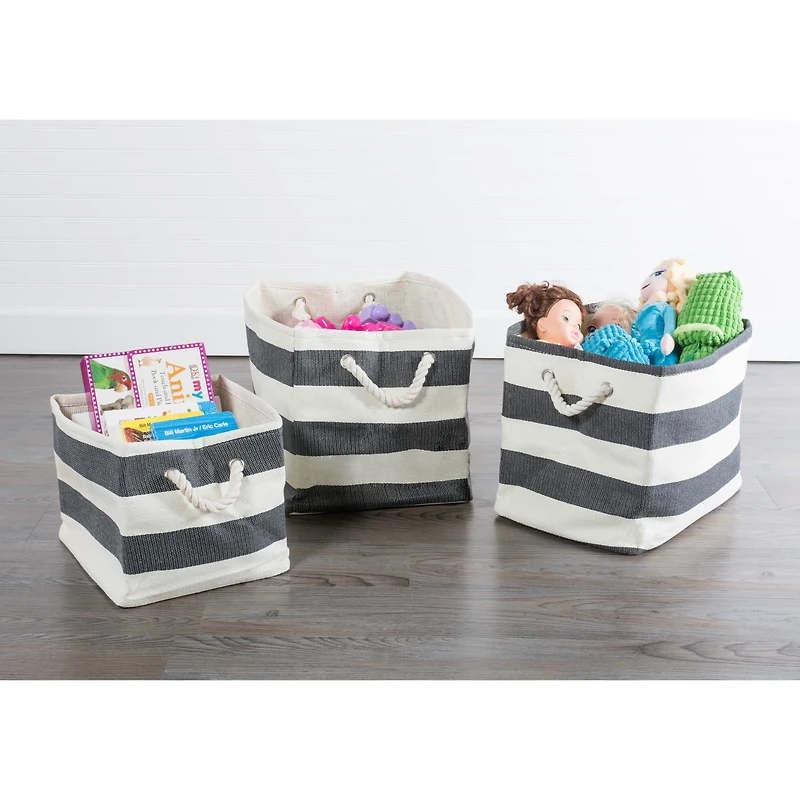 DII® Large Striped Rectangle Woven Paper Storage Basket