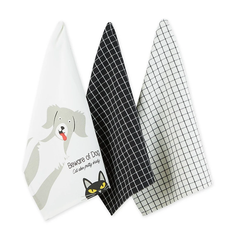 Beware Of Dog & Cat Dishtowel (Set of 3)