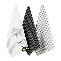 Beware Of Dog & Cat Dishtowel (Set of 3)
