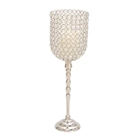 Clear Aluminum and Crystal Glam Candle Holder, 19" x 6" x 6"