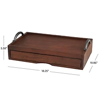 18.25" Wood Hidden Drawer Tray with Black Metal Handles