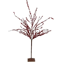 4ft. Unlit Red Berry Artificial Twig Christmas Tree with Square Stand