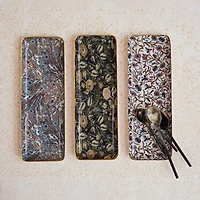 Hello Honey® 13" Abstract Print & Earthy Foliage Metal Tray, 3ct.