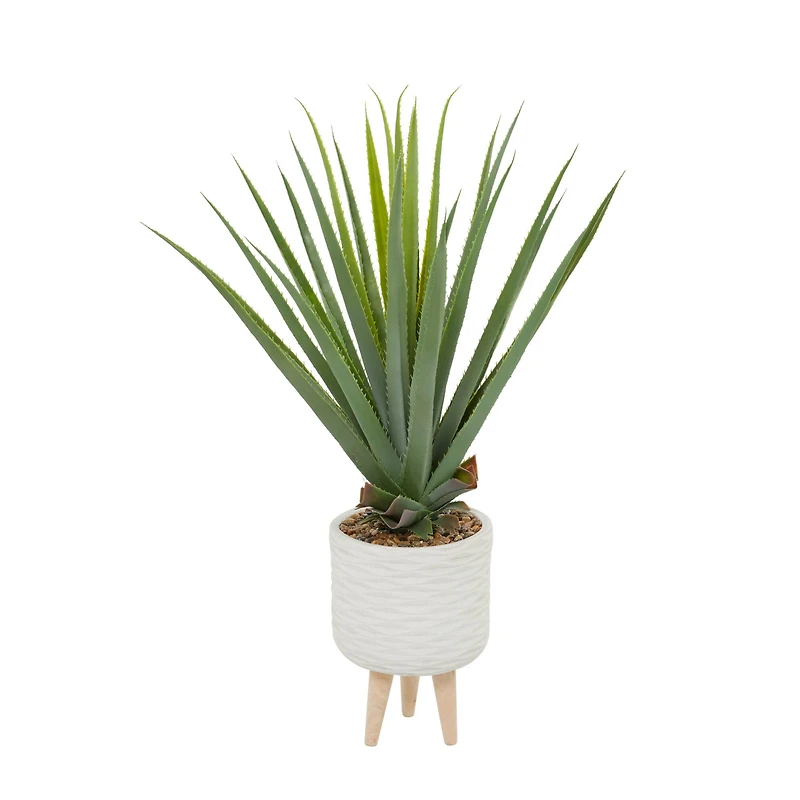 The Novogratz 3ft. Potted White Plastic Modern Aloe Vera Artificial Foliage