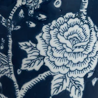 Hello Honey® 12.5" Blue & White Round Ceramic Ginger Jar with Lid