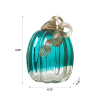 Glitzhome® Crackle Glass Pumpkin, Turquoise