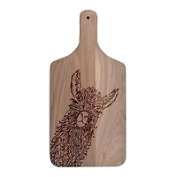 8" x 17" Llama Sweet Cheeks Walnut Paddle Cutting Board