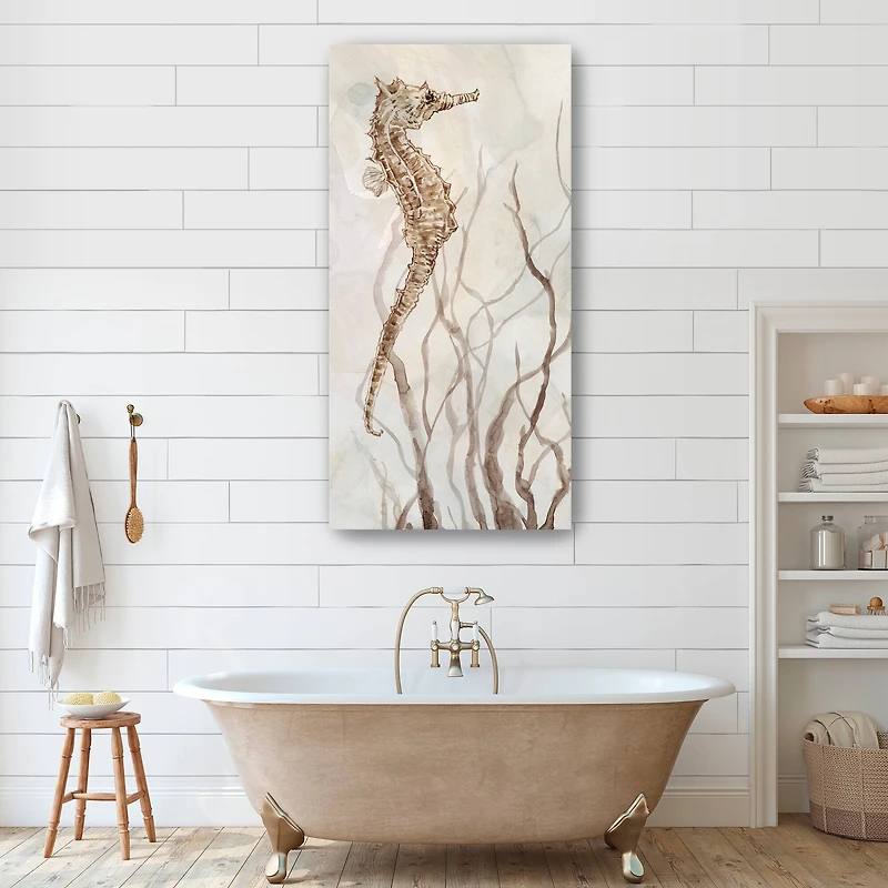 Neutral Seahorse I Canvas Giclee