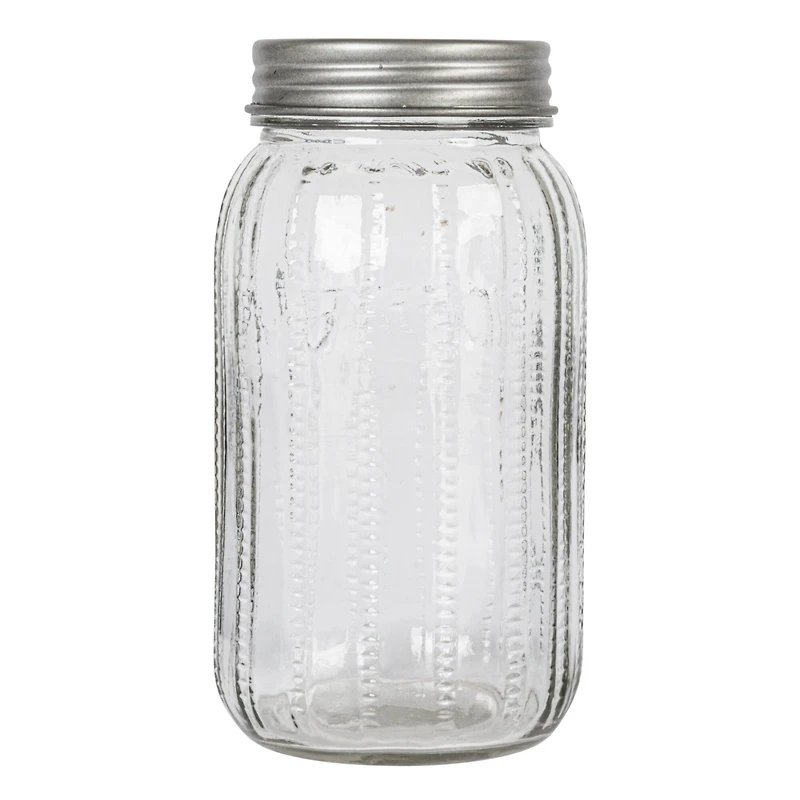 Hello Honey Coffee Embossed Glass Jar with Metal Lid