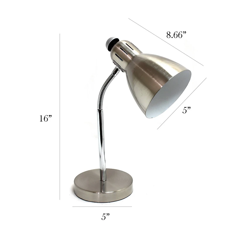Simple Designs™ 16" Brush Nickel Semi-Flexible Desk Lamp