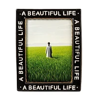 Hello Honey® Black Stoneware Photo Frame with A Beautiful Life Text