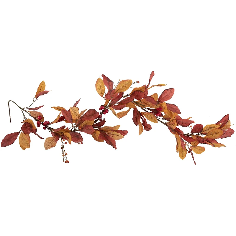 5ft. Berries with Orange & Red Leaves Artificial Fall Harvest Garland