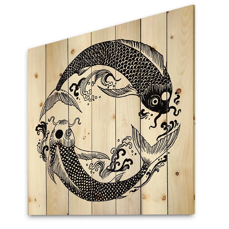 Designart - Chinese Koi Fish In Chinoiserie Style III