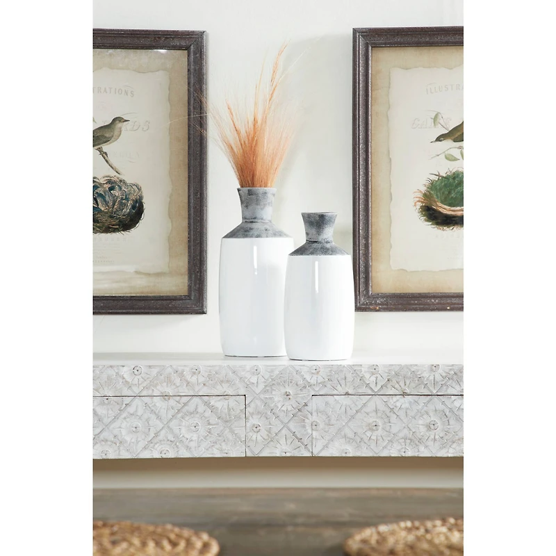 The Novogratz White Stoneware Coastal Style Vase Set