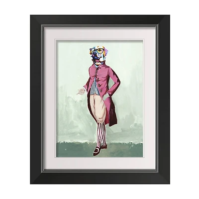 Fancy Dressed Colorful Dog 11" x 14" Black Framed Print Under Plexiglass