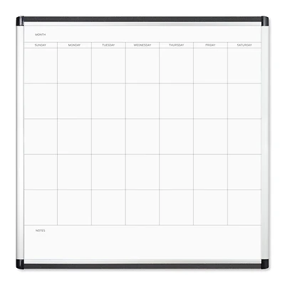 U Brands PINIT Silver 36" x 36" Aluminum Frame Magnetic Dry Erase Monthly Calendar Board